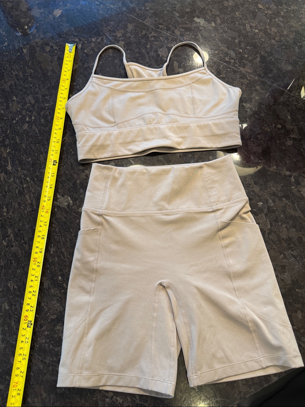 Le Ore Women's High-Waist Cycling Shorts Set - taupe